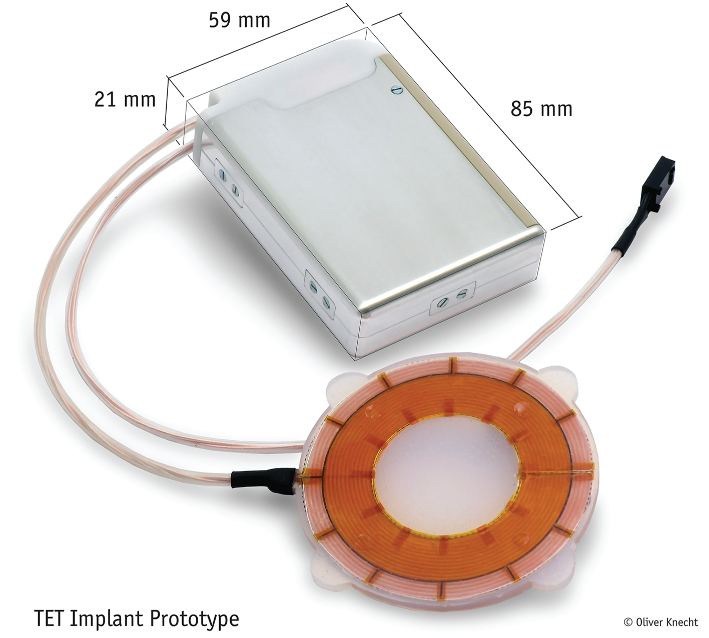 Prototype of an implant implementing wireless energy transfer